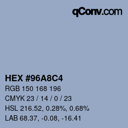 カラーコード: HEX #96A8C4 | qconv.com