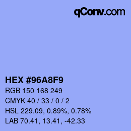 颜色代码: HEX #96A8F9 | qconv.com