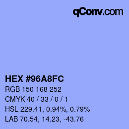 カラーコード: HEX #96A8FC | qconv.com