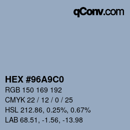 Color code: HEX #96A9C0 | qconv.com