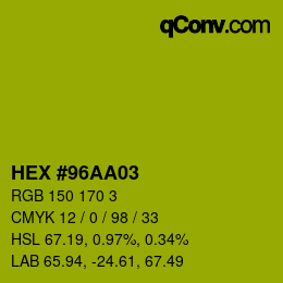 Color code: HEX #96AA03 | qconv.com