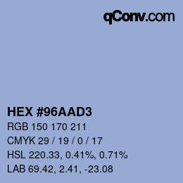 Farbcode: HEX #96AAD3 | qconv.com