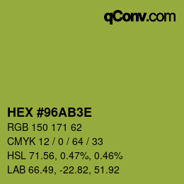 Color code: HEX #96AB3E | qconv.com