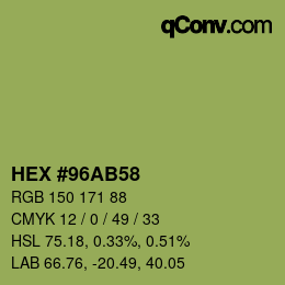 Color code: HEX #96AB58 | qconv.com