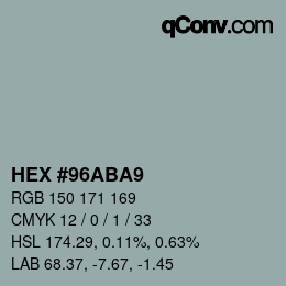 Color code: HEX #96ABA9 | qconv.com