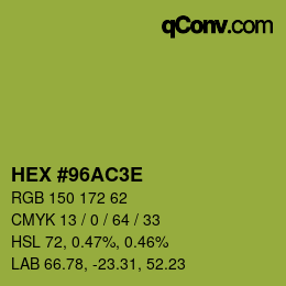 Color code: HEX #96AC3E | qconv.com