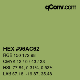 Color code: HEX #96AC62 | qconv.com