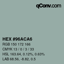 Color code: HEX #96ACA6 | qconv.com