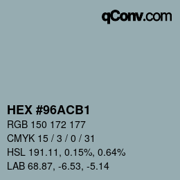 Color code: HEX #96ACB1 | qconv.com