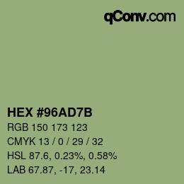 颜色代码: HEX #96AD7B | qconv.com