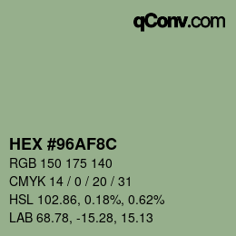 Color code: HEX #96AF8C | qconv.com
