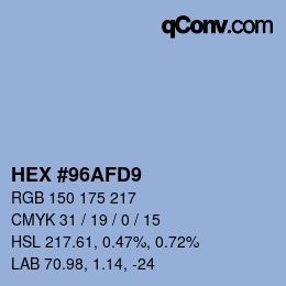 カラーコード: HEX #96AFD9 | qconv.com