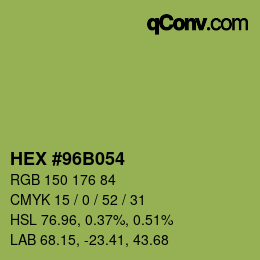颜色代码: HEX #96B054 | qconv.com