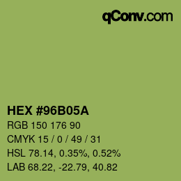 カラーコード: HEX #96B05A | qconv.com