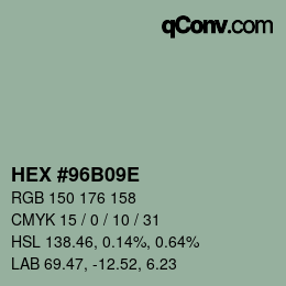 Color code: HEX #96B09E | qconv.com