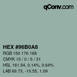 颜色代码: HEX #96B0A8 | qconv.com