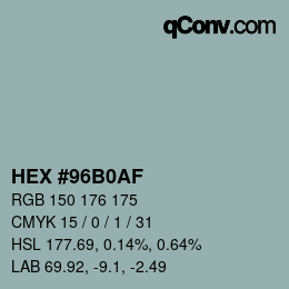 Color code: HEX #96B0AF | qconv.com