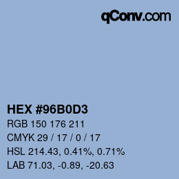 カラーコード: HEX #96B0D3 | qconv.com