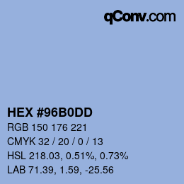 Color code: HEX #96B0DD | qconv.com