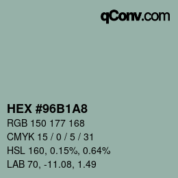 Farbcode: HEX #96B1A8 | qconv.com