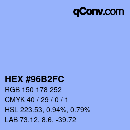 Color code: HEX #96B2FC | qconv.com