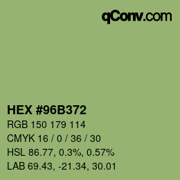 カラーコード: HEX #96B372 | qconv.com