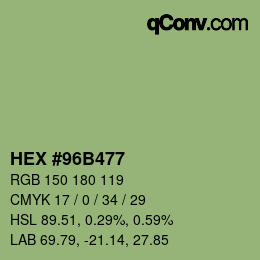 Color code: HEX #96B477 | qconv.com