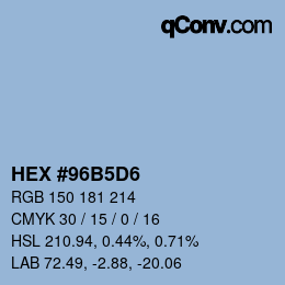 カラーコード: HEX #96B5D6 | qconv.com