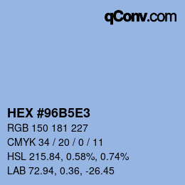 Farbcode: HEX #96B5E3 | qconv.com