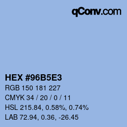 Code couleur: HEX #96B5E3 | qconv.com