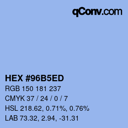 カラーコード: HEX #96B5ED | qconv.com