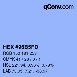 Color code: HEX #96B5FD | qconv.com