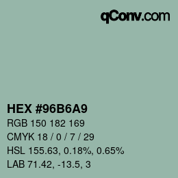 Código de color: HEX #96B6A9 | qconv.com
