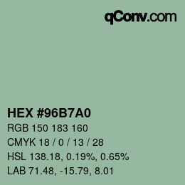 カラーコード: HEX #96B7A0 | qconv.com