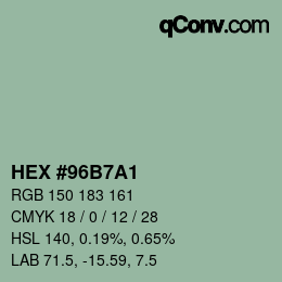 カラーコード: HEX #96B7A1 | qconv.com