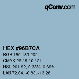 Farbcode: HEX #96B7CA | qconv.com