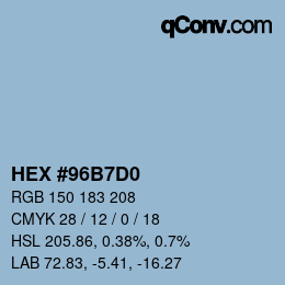 颜色代码: HEX #96B7D0 | qconv.com