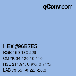 カラーコード: HEX #96B7E5 | qconv.com