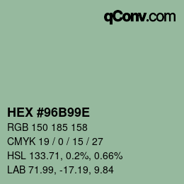 Color code: HEX #96B99E | qconv.com