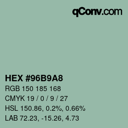 Color code: HEX #96B9A8 | qconv.com