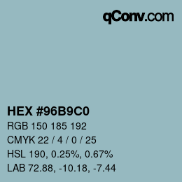 Color code: HEX #96B9C0 | qconv.com