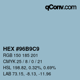 Color code: HEX #96B9C9 | qconv.com