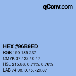カラーコード: HEX #96B9ED | qconv.com