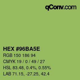 Farbcode: HEX #96BA5E | qconv.com