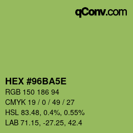 Code couleur: HEX #96BA5E | qconv.com