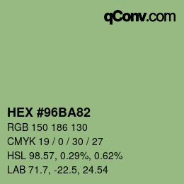 Farbcode: HEX #96BA82 | qconv.com