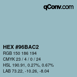 Color code: HEX #96BAC2 | qconv.com