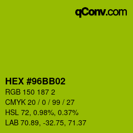 Color code: HEX #96BB02 | qconv.com