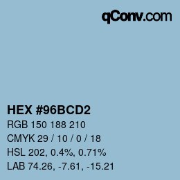 Código de color: HEX #96BCD2 | qconv.com