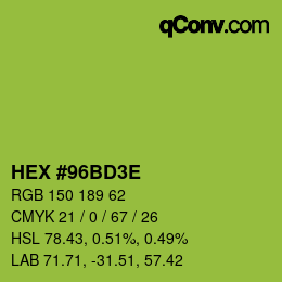 カラーコード: HEX #96BD3E | qconv.com